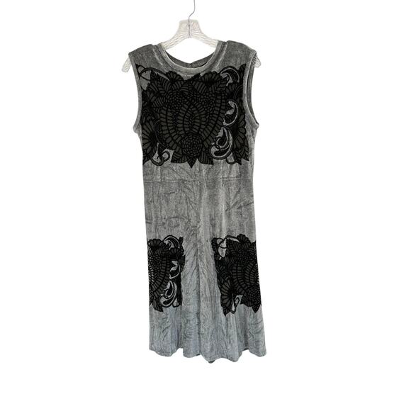 Yigal Azroul Gray Black Dressy Emo Goth Vamp Velvet Sleeveless Dress Size 10 - Picture 1 of 13